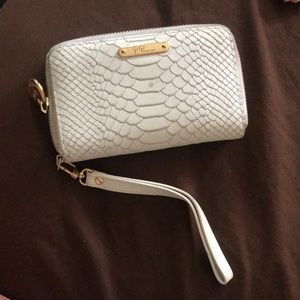 Gigi White croc wristlet